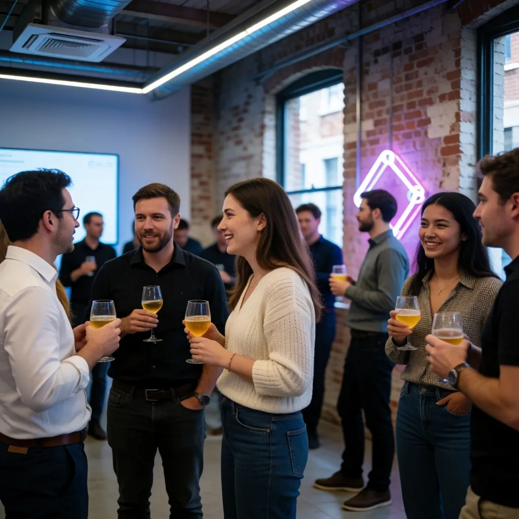 Evening tech networking event in a Sydney venue