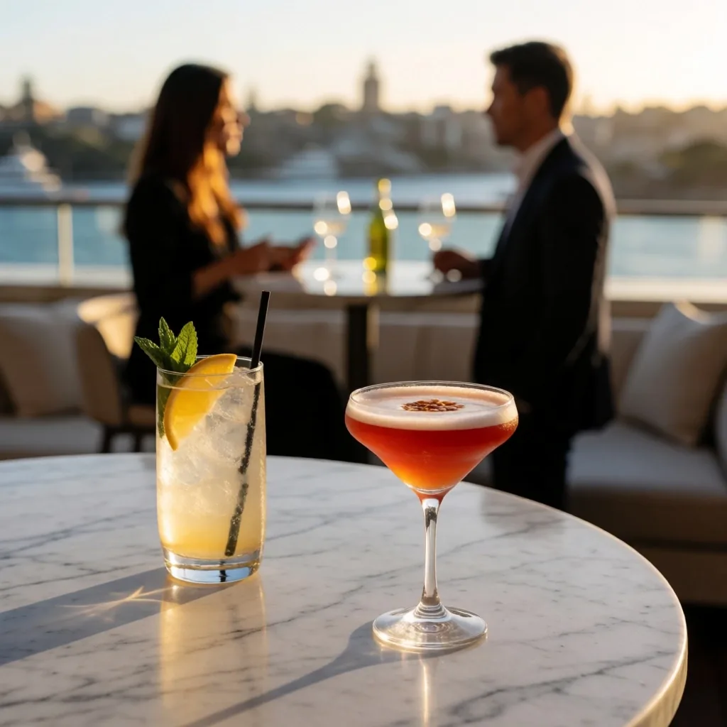 Rooftop bar with Sydney Harbour Bridge view